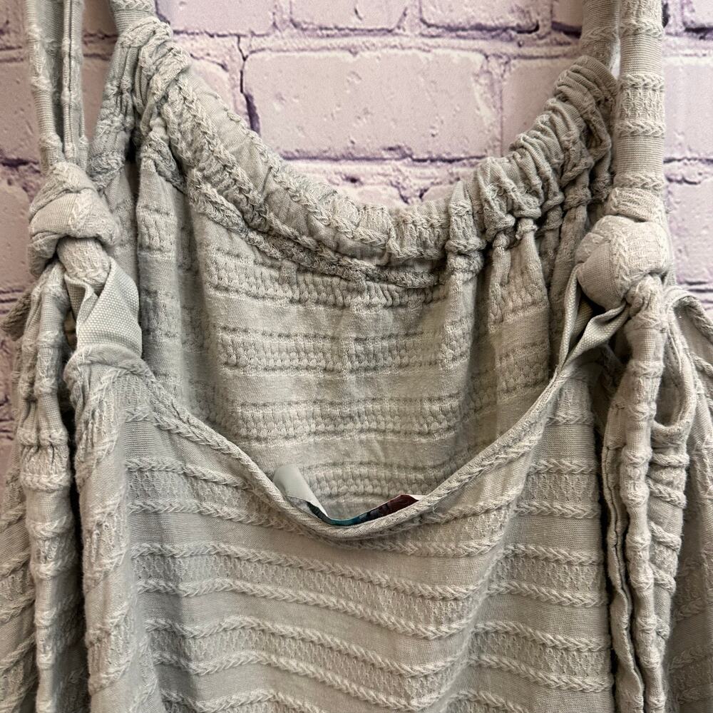 Free People Beach Convertible Mini Dress Gray Seersucker Fabric Women's Large - Picture 7 of 11